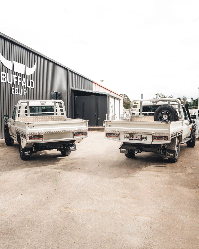 Two 79 Series Twin Landcruisers with a alloy heavy duty buffalo trays
