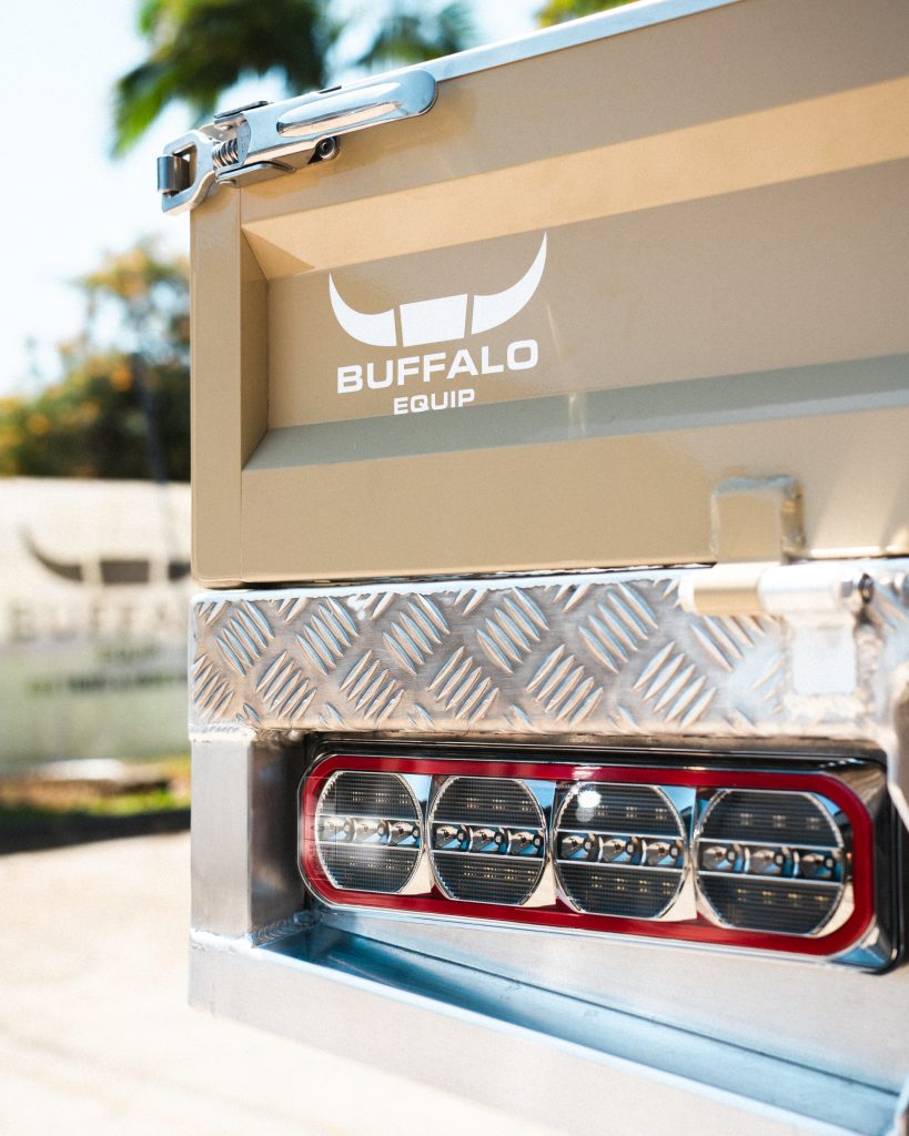 Taupe 79 Series Landcruiser with Buffalo Tray with a set of LED Autolamps.